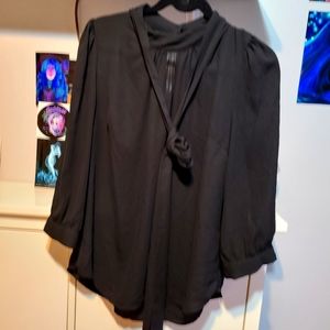 Medium black sheer blouse with front tie